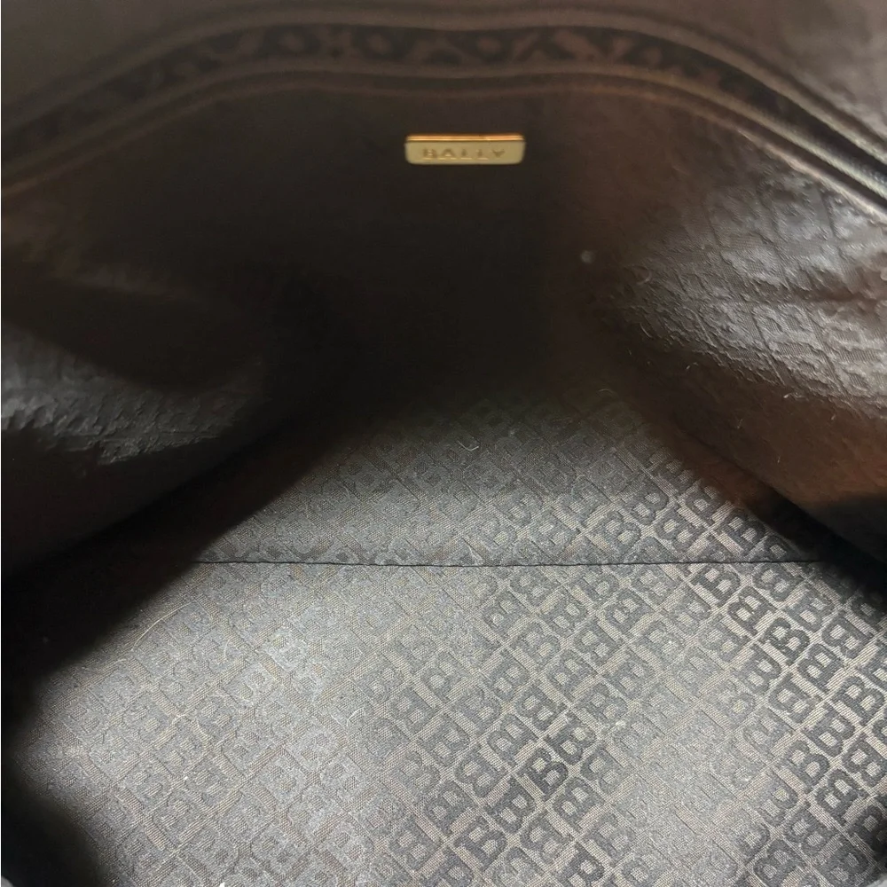BALLY B Logo Black and Brown Leather Handbag - Picture 8 of 15